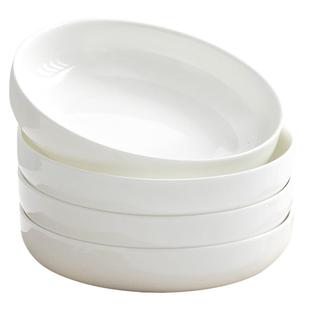 纯白色骨瓷盘子菜盘家用2025新款加深窝盘蒸盘陶瓷餐具深盘白瓷盘