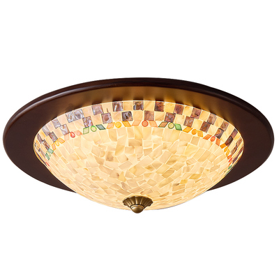 依诗豪法式复古胡桃木纹吸顶灯