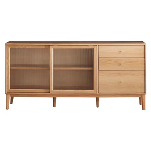 工厂直销全实木餐边柜纯橡木一体餐厅高柜现代简约储物柜