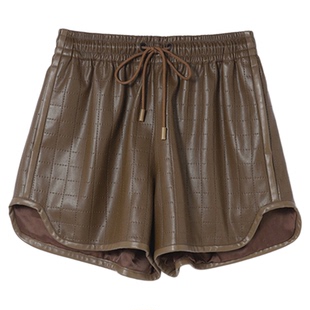 休闲时尚好看PU短裤 鸟撤柜女装  正品剪牌青仓L331