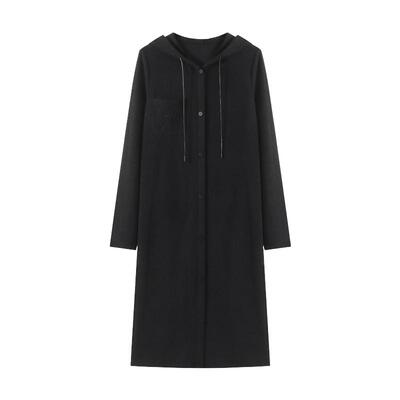 Basic House/百家好韩系慵懒风连帽卫衣裙小个子春中长款连衣裙