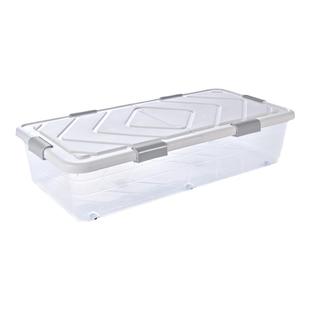 透明床底收纳箱带滑轮家用扁平整理箱衣服被子塑料储物床下收纳盒