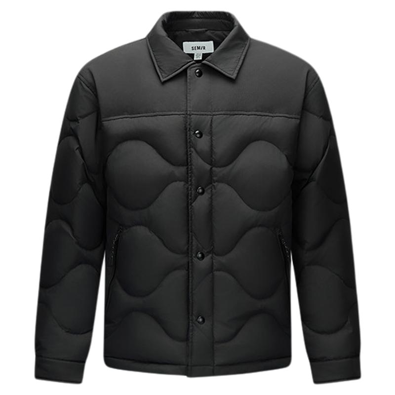 森马拼接三防外套衬衫式羽绒服男