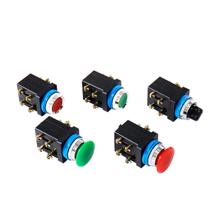 LA18-22控制按钮开关平头旋钮自复位旋转选择开关x2x3位红绿25mm