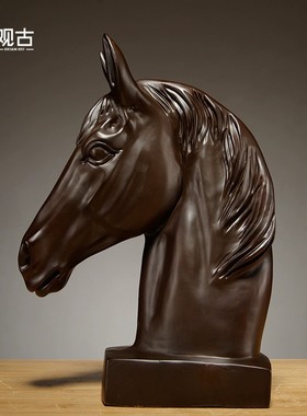 黑檀木雕刻十二生肖马摆件实木马首家居客厅办公室装饰红木工艺品
