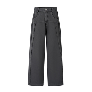 SMILE DDD水洗毛边直筒裤显瘦立体结构式裁剪阔腿cleanfit工装裤