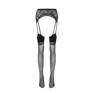 绫「惹」3D高腰纯欲蕾丝吊带高腰一体吊带丝袜超薄丝袜女