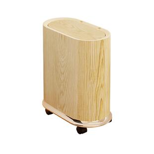 木纹垃圾桶窄缝家用卫生间厨房可移动滑轮厕所专用大号夹缝卫生桶
