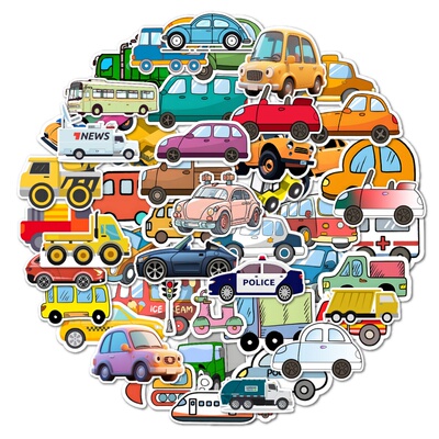50张工程车小汽车儿童贴纸防水