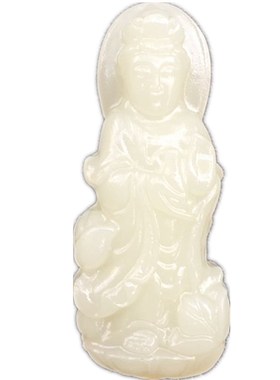 阿富汗白玉观音吊坠立体菩萨挂件