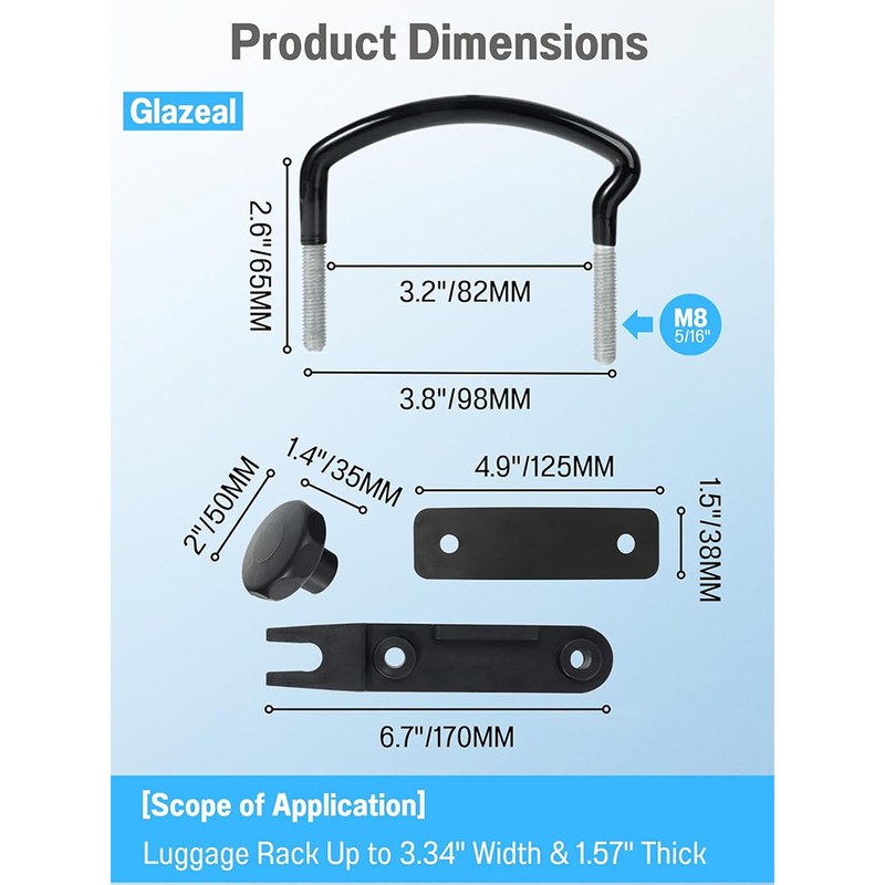 汽车车顶行李箱安装配件 专用U型螺栓U钩勾行李架横杆车载架