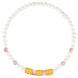 周大福SOINLOVE宝藏女孩明月珠黄金珍珠贝壳手链情人节礼物