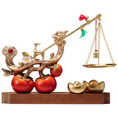 柿柿称心如意摆件客厅玄关轻奢高档乔迁之喜入宅礼物全套新居礼物