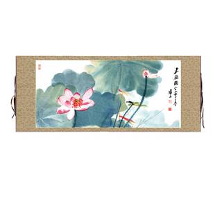张大千嘉耦图花鸟画国画荷花图风水挂画字画礼品卷轴茶楼装饰画