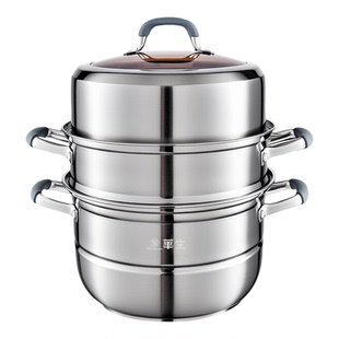 华生蒸锅三层304不锈钢大容量加高加厚加大多层蒸笼上蒸下煮锅ZSX