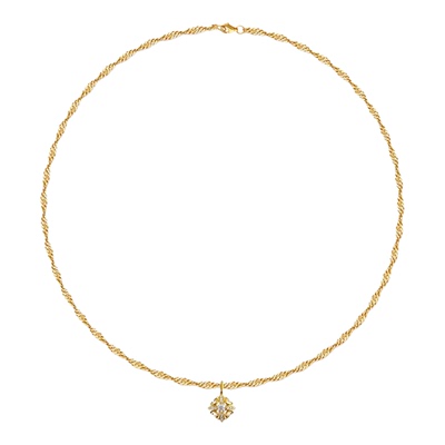 原创莫桑钻纯银十字花吊坠男女毛衣链小众轻奢鸢尾花项链高级感潮