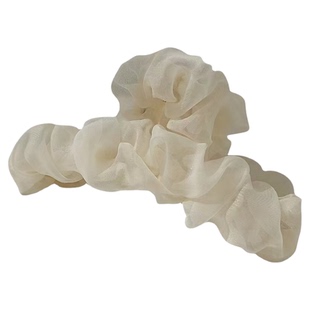 显发量多时尚超仙褶皱网纱抓夹大号女后脑勺发夹鲨鱼夹盘发头饰