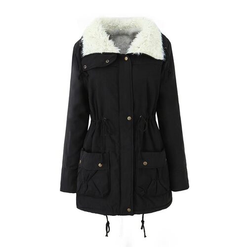 P 12098 Hood Loose Trench Coat with Fur Colr 连帽宽松风