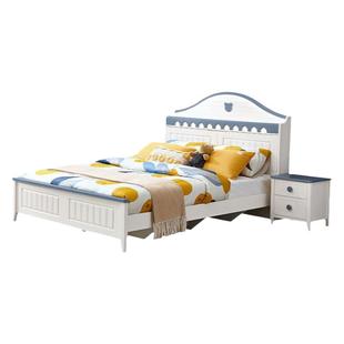 全友家居儿童床男孩田园风储物床次卧室1米5高脚床小户型床头柜