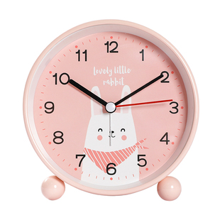 小闹钟女孩可爱卧室学生用儿童桌面静音座钟台式钟表卡通时钟台钟