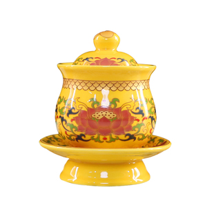 供佛供水杯陶瓷莲花供水杯供佛杯观音杯净水杯佛堂用品供杯贡杯