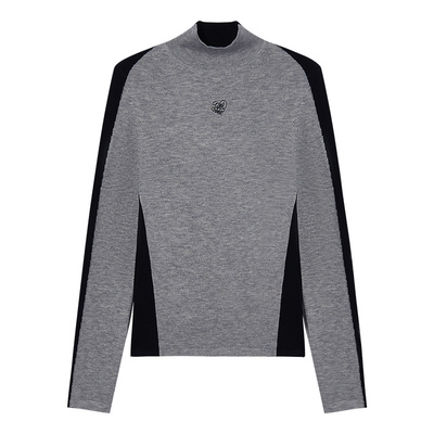 Eptison复古撞色针织打底衫