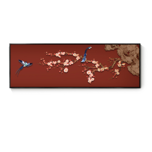 新中式沙发背景墙装饰画简约花鸟横款挂画卧室床头轻奢高端壁画