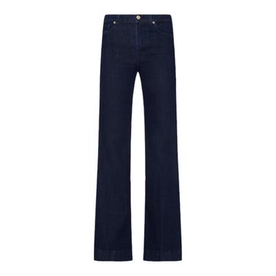 7 For All Mankind女春夏新款高腰时尚深蓝阔腿喇叭牛仔裤FLARE
