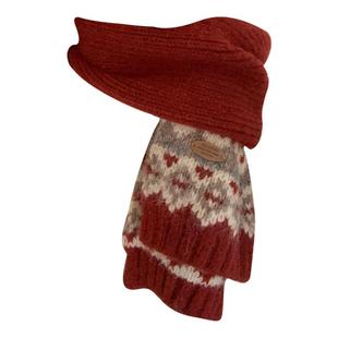 费尔岛新年针织毛线红色围巾女冬季2025新款韩系氛围感保暖围脖