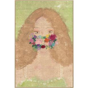 秦秀娟巨幅卧室落地画现代简约床头装饰画女孩壁画艺术感挂画竖版