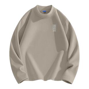 马克华菲德绒打底衫男款秋冬保暖男生上衣磨绒半高领男士长袖t恤X