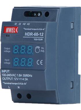 明伟HDR-100W导轨式开关电源数显款220v伏转12V24V工控直流变压器