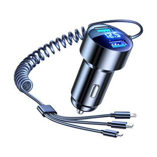 车载充电器线一拖三超级快充2025新款点烟器充电器快充转换插头