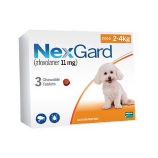 Nexgard尼可信口服体外驱虫除虱子跳蚤蜱虫螨虫2-4kg犬用整盒价格