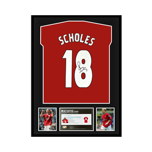 斯科尔斯 亲笔签名 1999赛季曼联队球衣 icons证书 精装裱