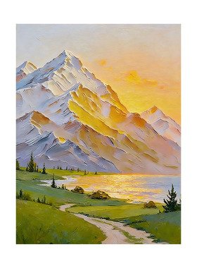大芬村手绘日照金山奶油风油画