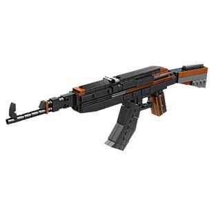 开智积木枪男孩益智拼装AK47自动步枪玩具小颗粒儿童拼插模型拼图