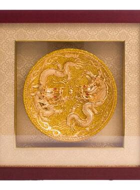 非物质文化遗产漆线雕中国风北京特色礼品送老外28*28cm摆件礼品