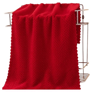 大红色毛巾结婚回礼祝寿乔迁之喜伴手礼品珊瑚绒加大加厚喜庆毛巾