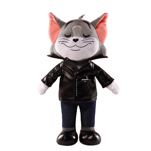 猫和老鼠炫酷卡通帅气毛绒玩偶皮衣装扮公仔动画人物周边潮玩礼物
