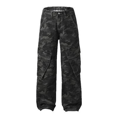 98SQUID 美式vibe迷彩多口袋工装休闲裤男女宽松阔腿拖地长裤子潮