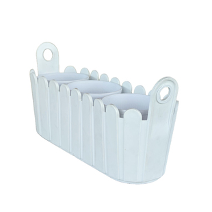 3.5寸蝴蝶兰3杯专用双耳花槽树脂简约长条形栅栏式高颜值摆台花盆