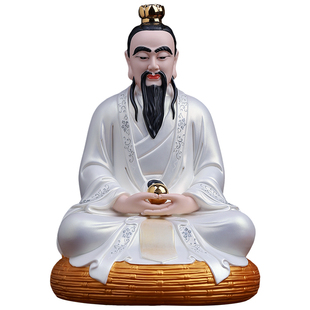 戴玉堂陶瓷坐蒲团三清神像家用供奉太上老君元始道德灵宝天尊摆件