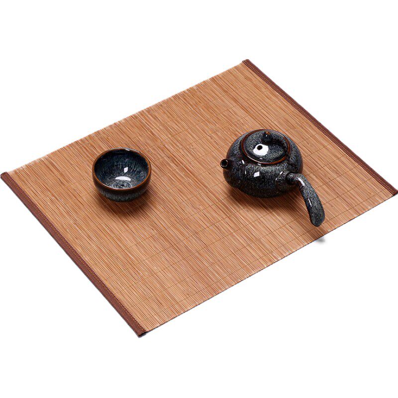 竹帘麻布杯垫日式禅意茶道配件
