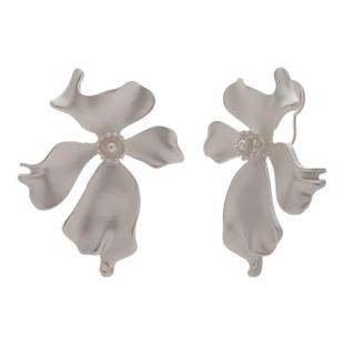 素雅金属不规则花朵耳饰低调轻奢简约慵懒风无耳洞福音蚊香盘耳夹