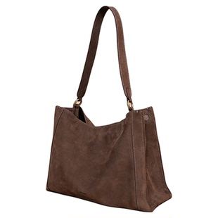 【吉娜同款】食草堂磨砂皮托特包大容量通勤包单肩包松弛雾羽-2