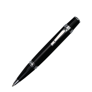 短款全金属宝珠笔口袋旋转出芯圆珠笔黑色便携随身签字笔送芯刻字