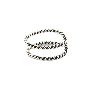 冷淡风简约百搭S925纯银气质螺纹双层泰银开口戒指男女指环装饰品