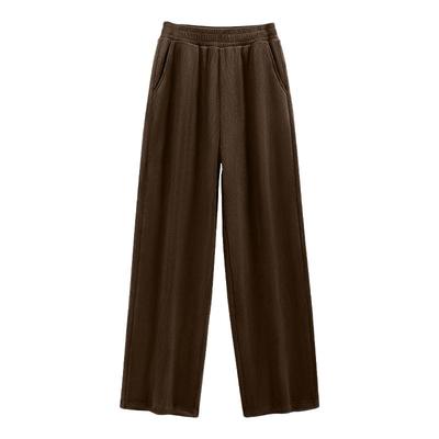 班尼路S&K系列白色灯芯绒直筒裤女2025秋冬新款加厚保暖休闲裤Q