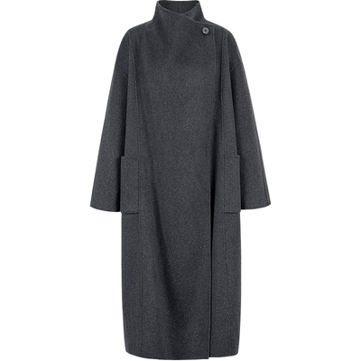 衣香丽影灰色立领羊绒大衣女中长款2025冬装新款轻奢双面呢子外套